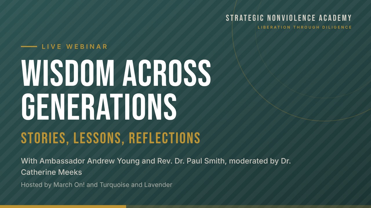 Wisdom Across Generations: Stories, Lessons, Reflections. Live webinar with Ambassador Andrew Young and Rev. Dr. Paul Smith, moderated by Dr. Catherine Meeks.
